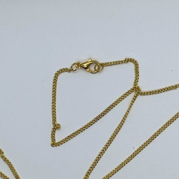 Gold-Tone Turquoise Green Rhinestone Necklace - Picture 5 of 13